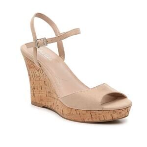 Charles David Womens 10 Tan Lambert Cork Wedge Open Toe Strappy Sandals NEW